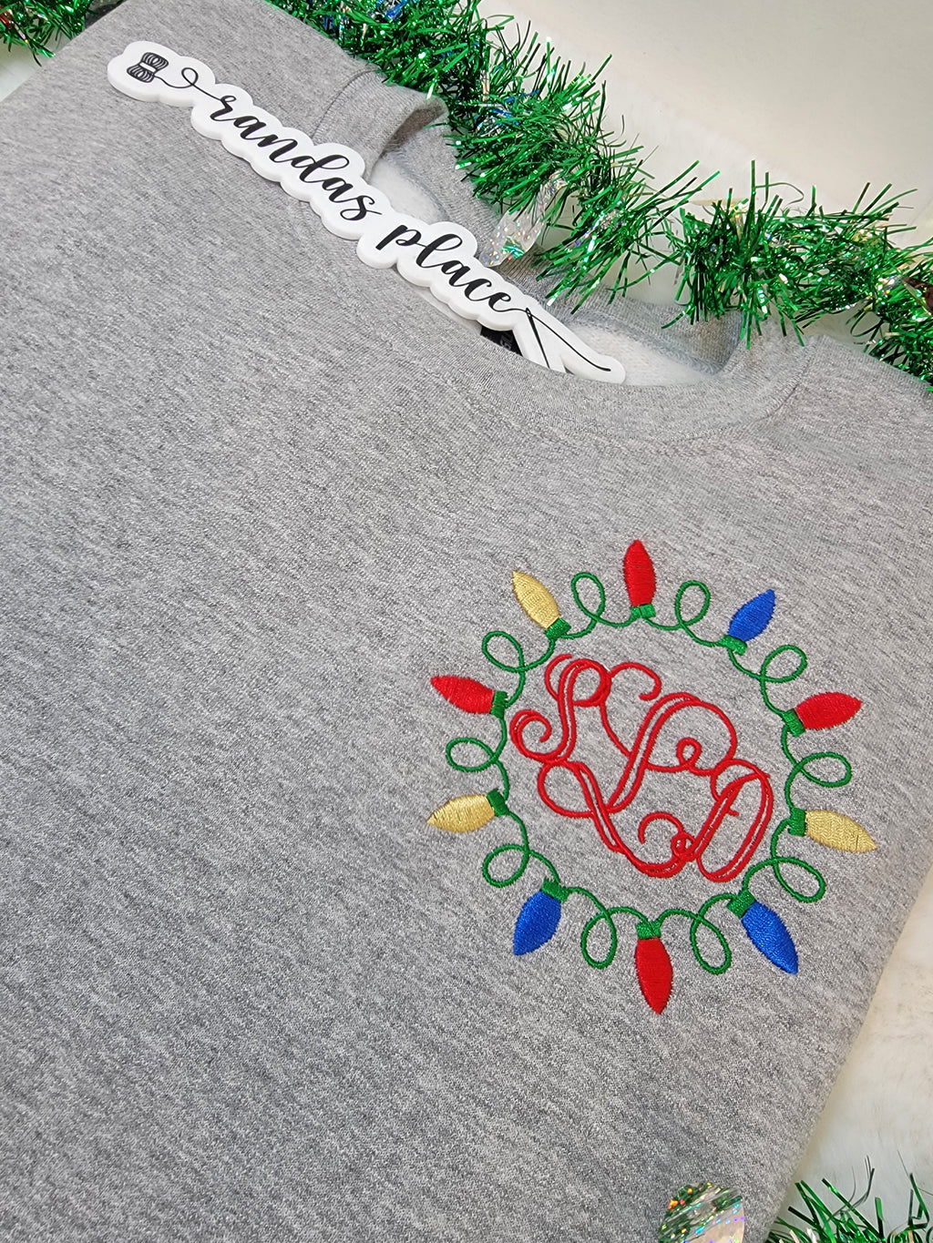 Christmas Lights Monogram Crewneck