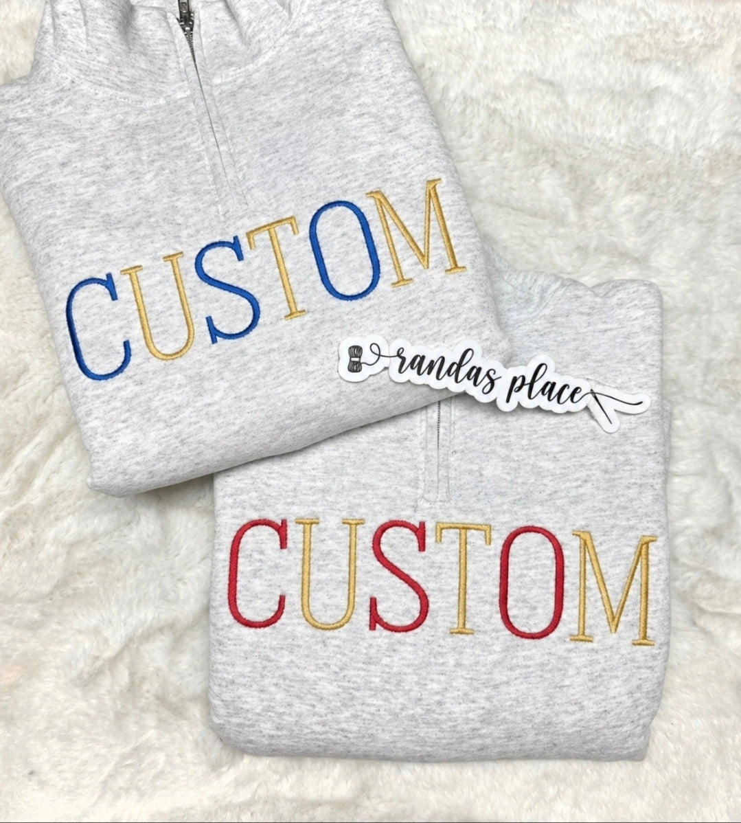 Custom Multi Color 1/4 Zip Pullover