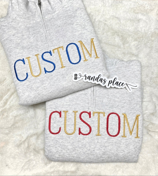 Custom Multi Color 1/4 Zip Pullover