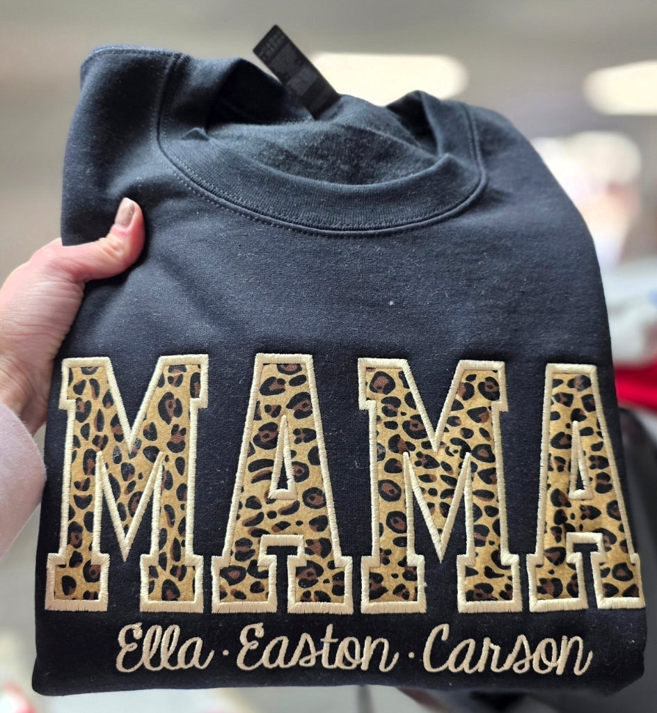 Leopard MAMA Personalized Embroidered Sweatshirt