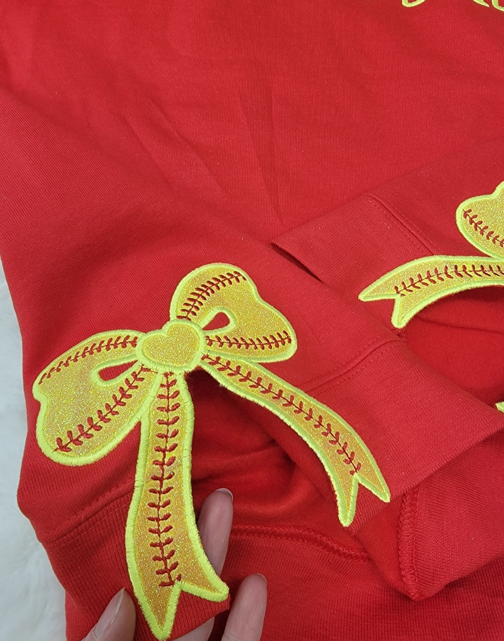 Softball Mama Split Side Bow Crewneck
