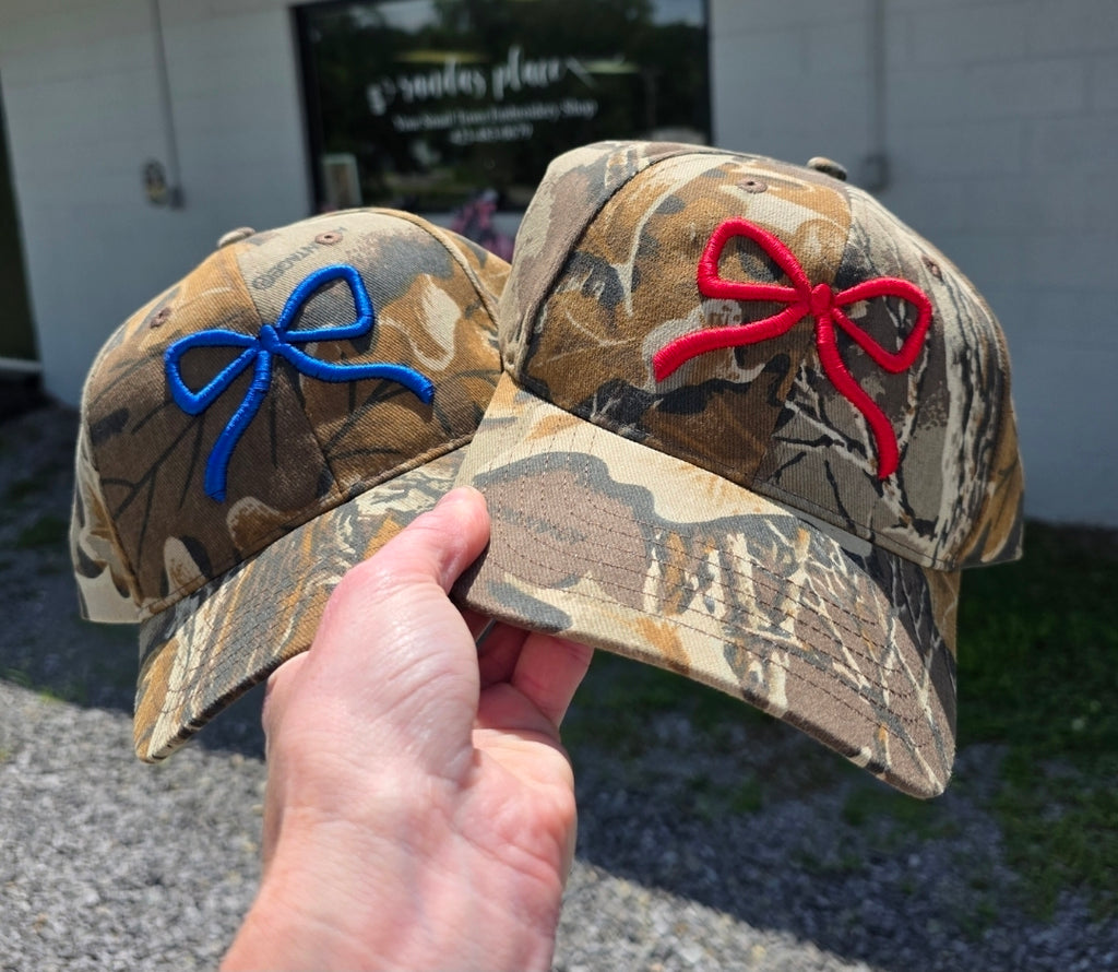Camo Bow Puff Hat