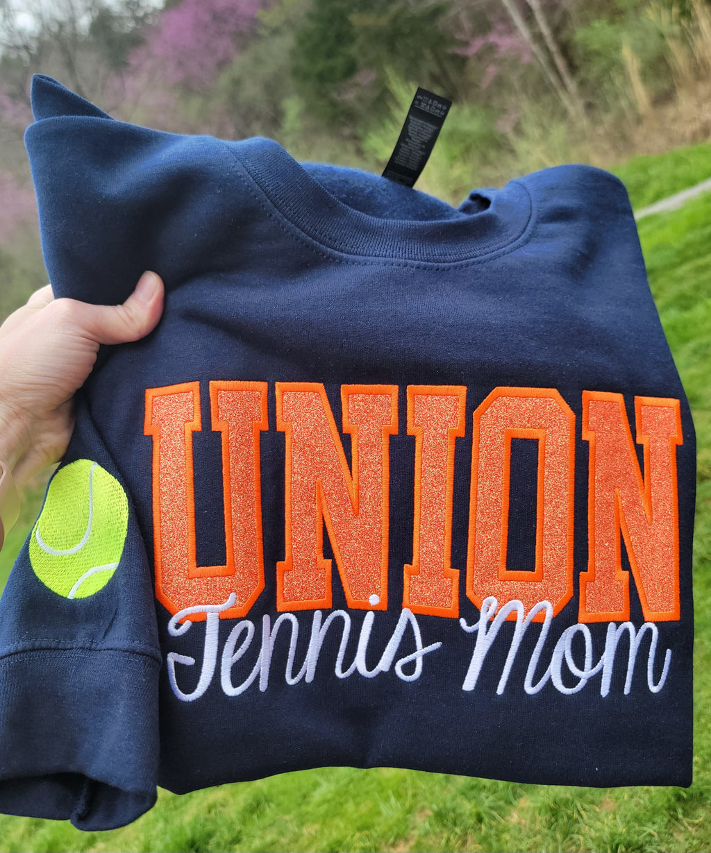 Union Bears Tennis Mom Sparkle Crewneck