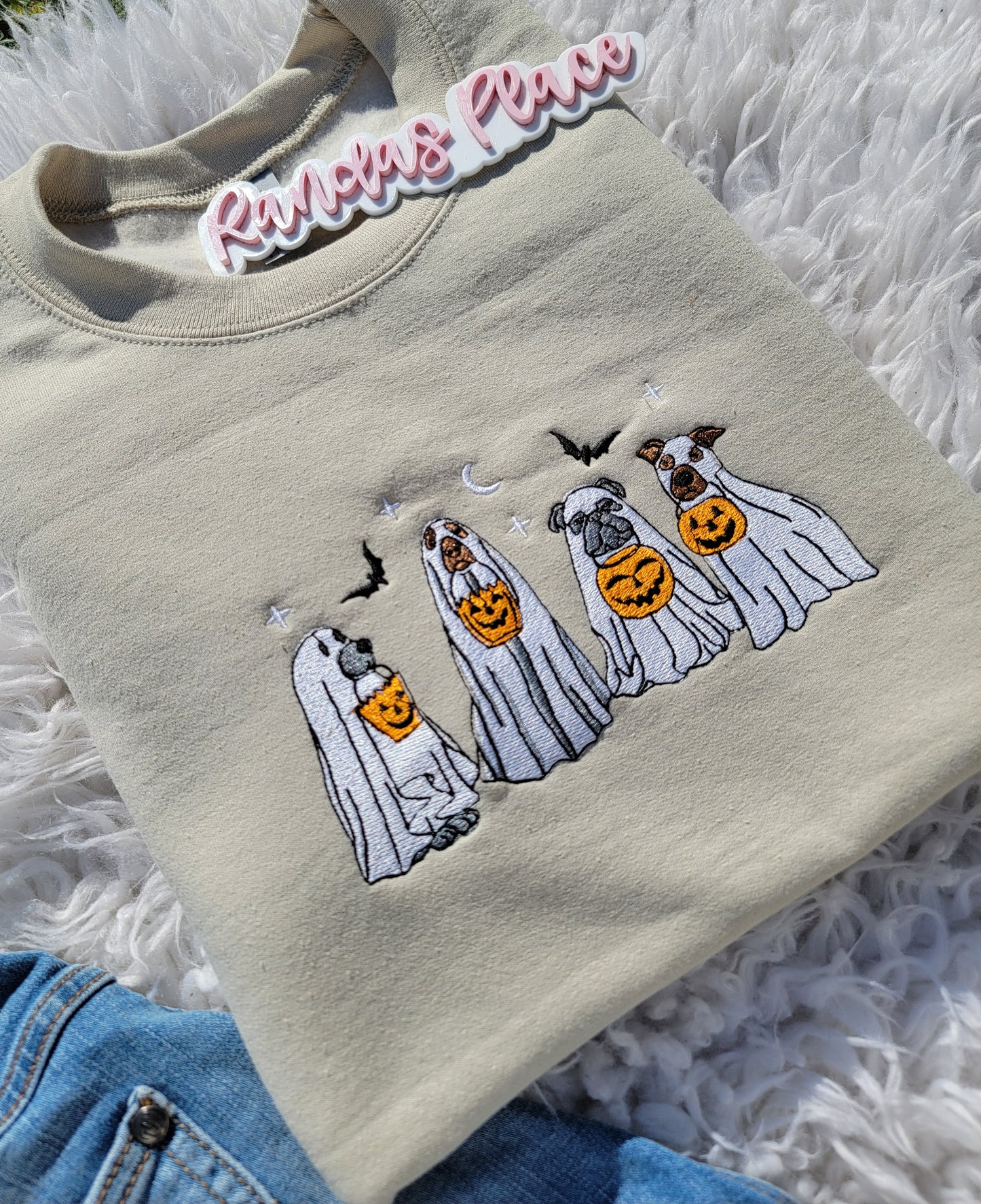 Ghost Dog Trick or Treat Halloween Sweatshirt