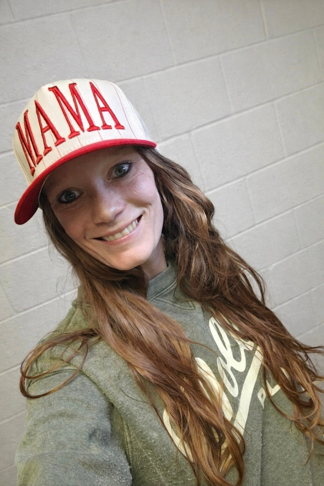 MAMA Pinstripe Puff Hat