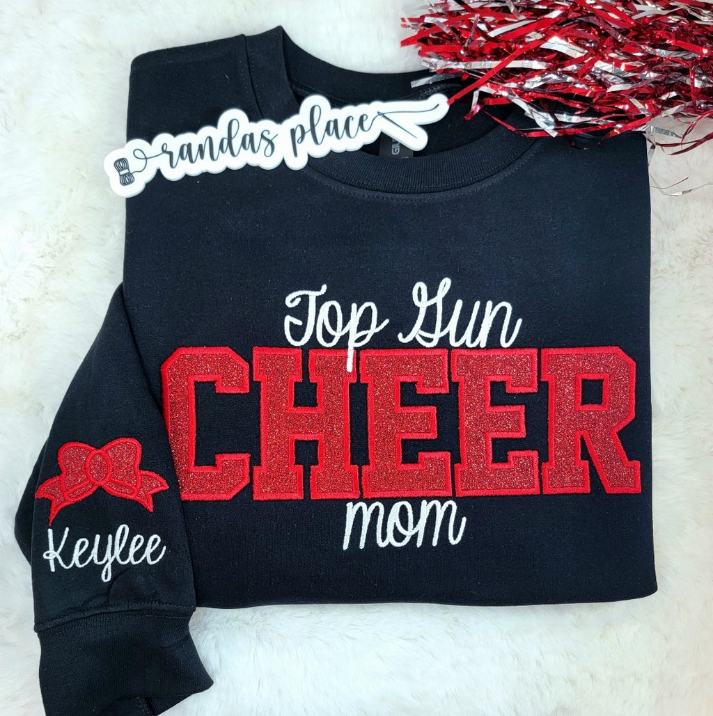 Top Gun Cheer Mom Sparkle Crewneck