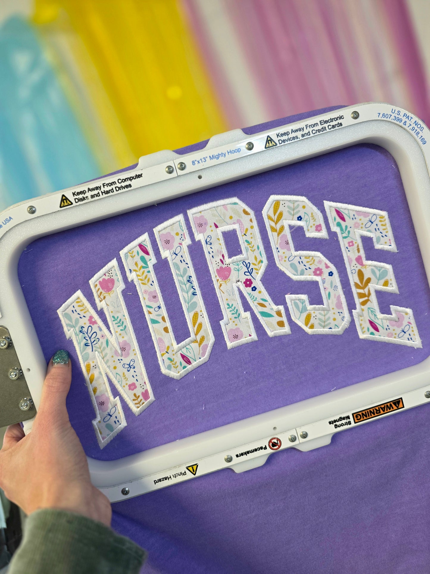 Nurse Floral Applique Violet Tee