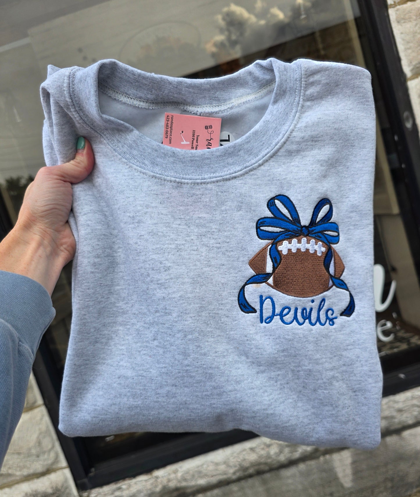 Custom Football Bow Tee/Sweatshirt
