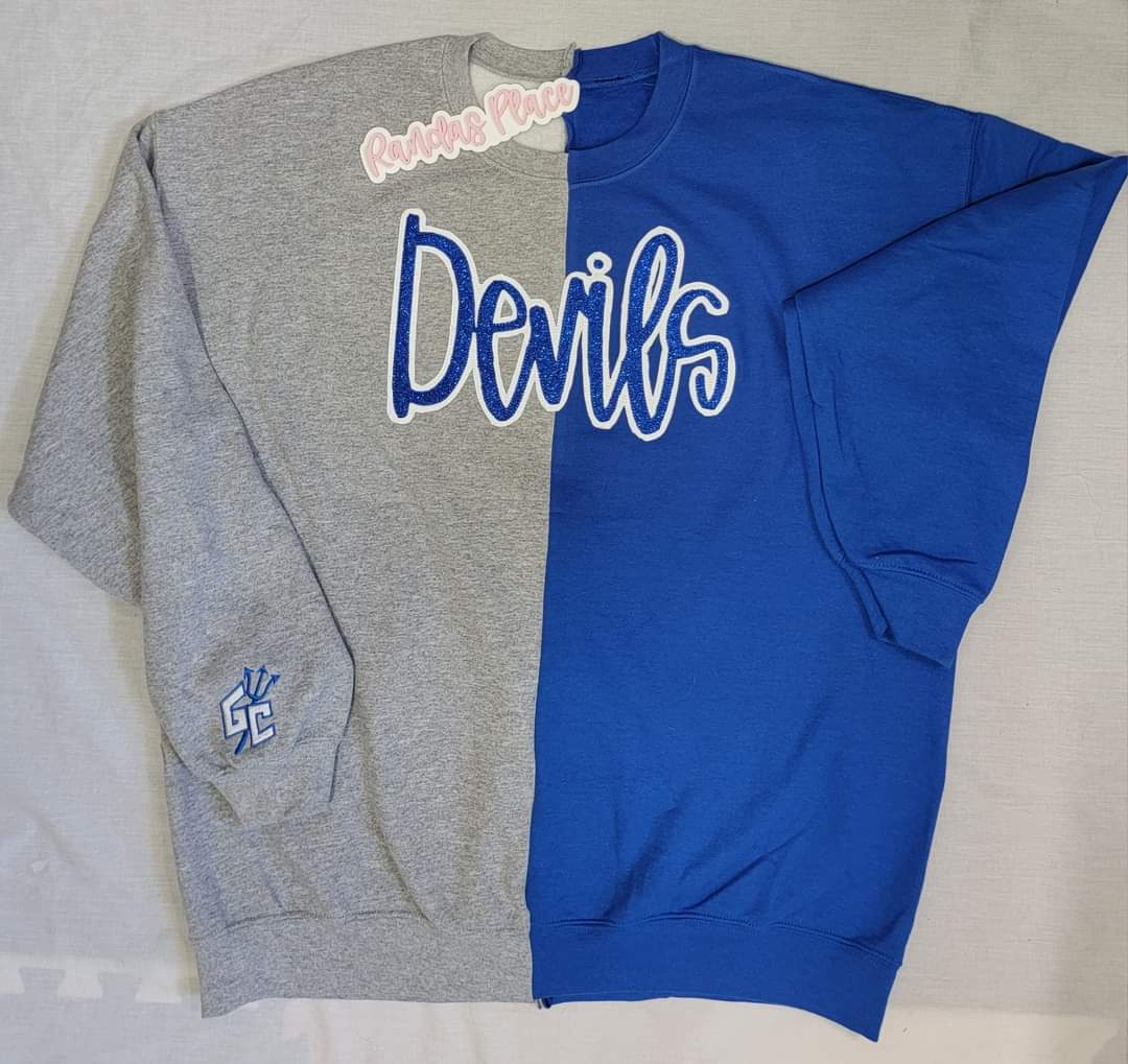 Devils Split Sparkle Crewneck