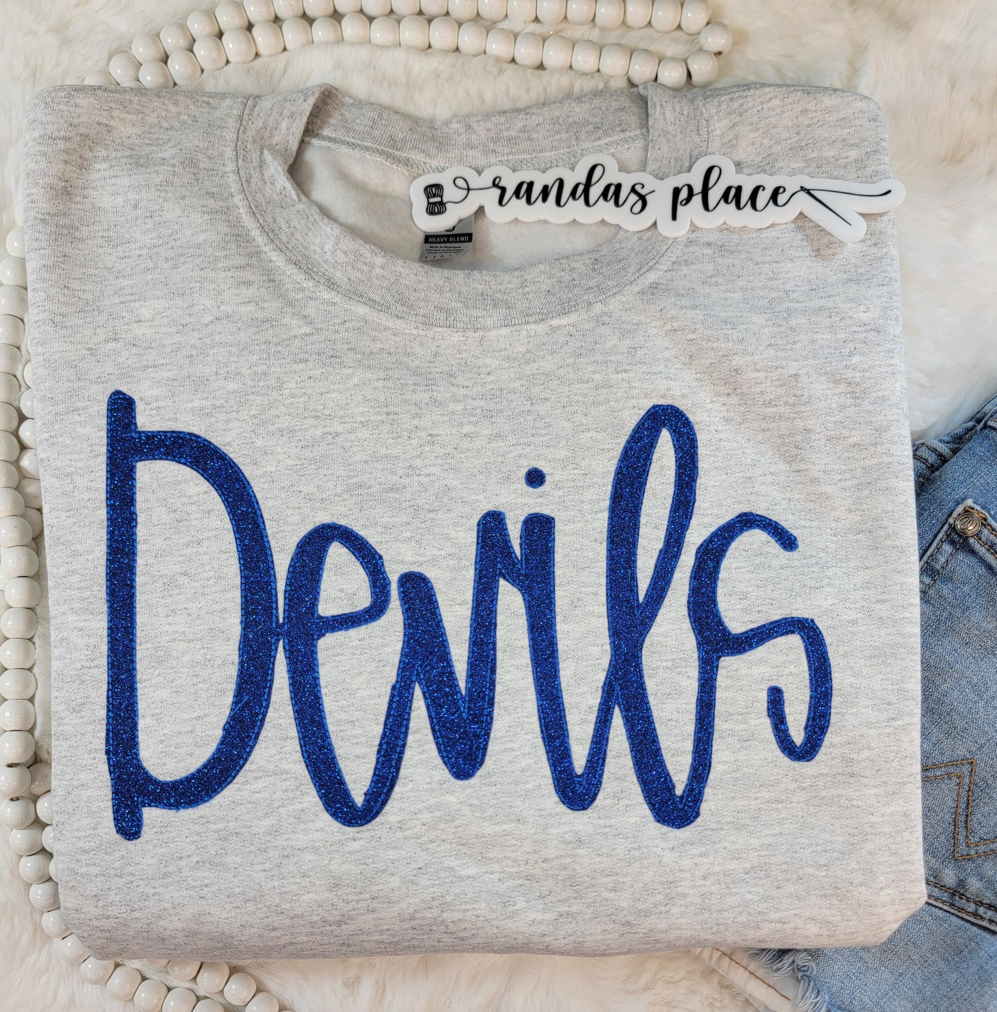 Devils Script Sparkle Crewneck