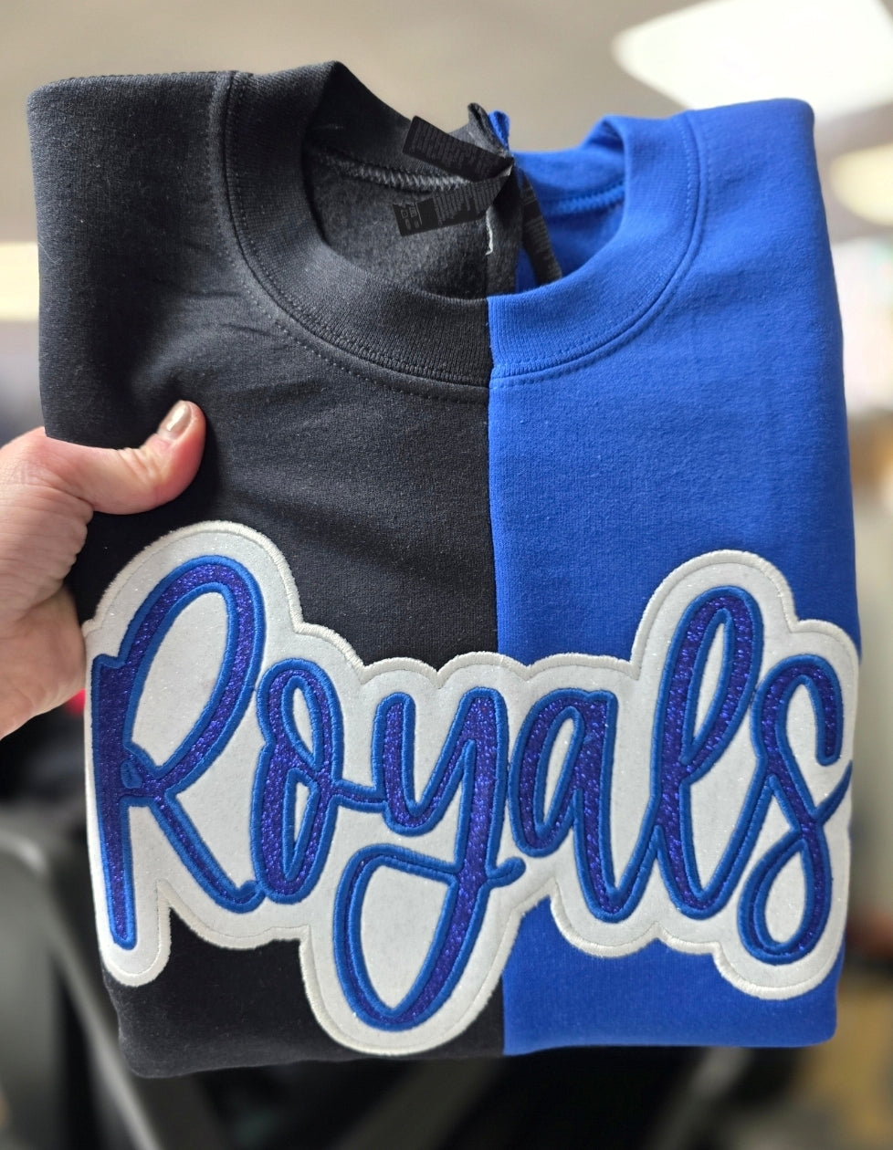 Custom Split Sparkle Crewneck Sweatshirt