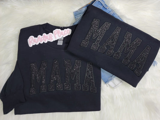 Black Sparkle MAMA crewneck