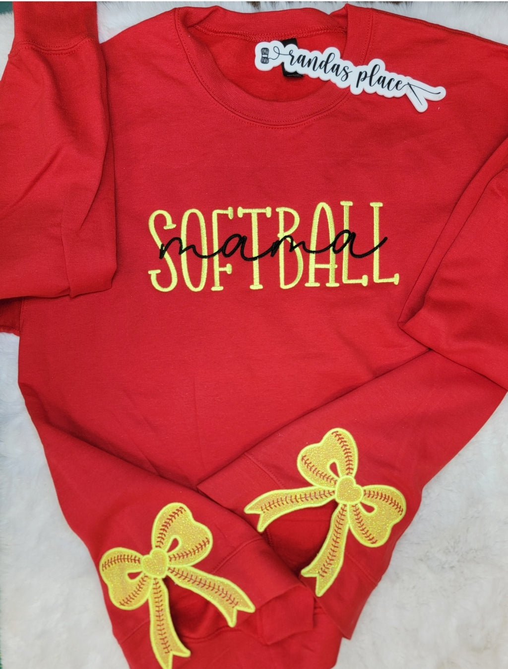 Softball Mama Split Side Bow Crewneck