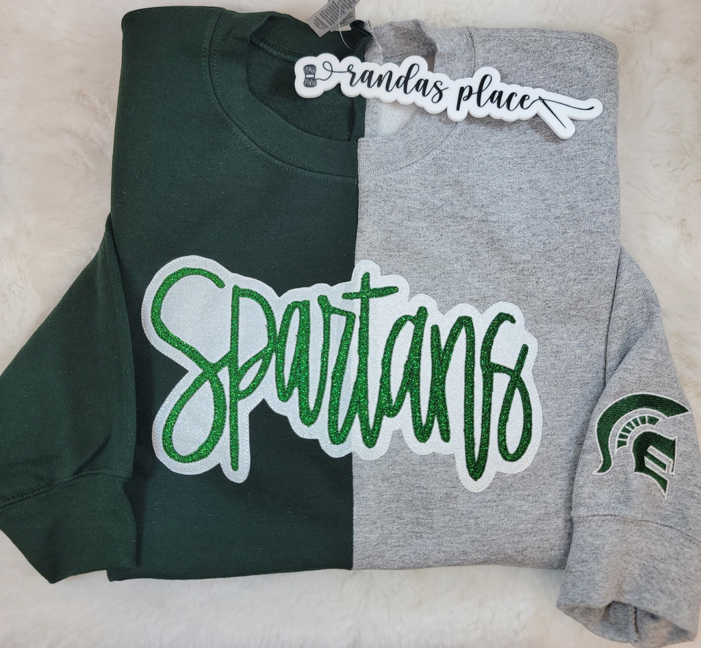 Spartans Split Sparkle Crewneck