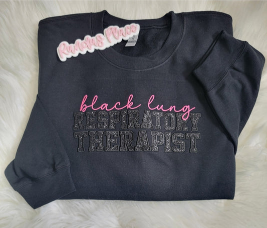 Black Sparkle Black Lung Respiratory Therapist Crewneck