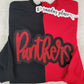 Panthers Split Sparkle Black & Red Crewneck