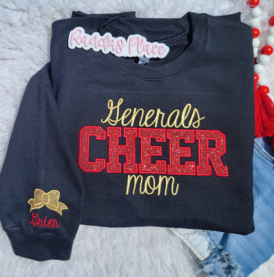 Generals Cheer Mom Sparkle Crewneck