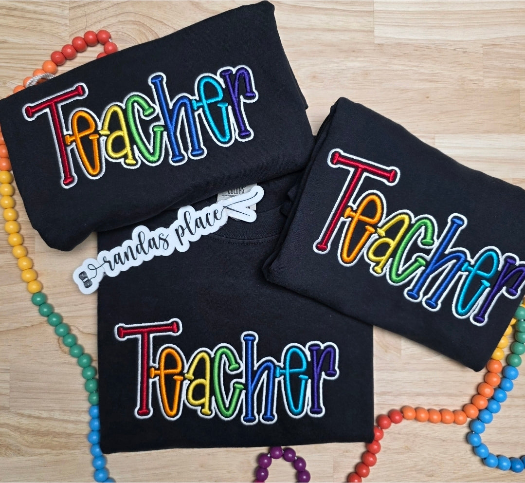 Rainbow Teacher Puff Tee/Sweatshirt