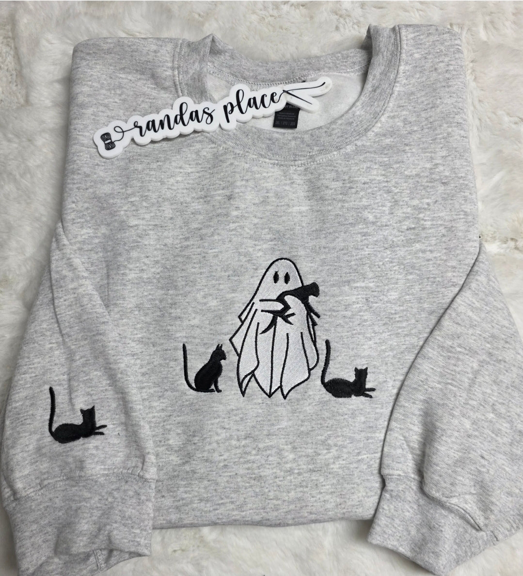 Ghost with Cat Halloween Sweatshirt