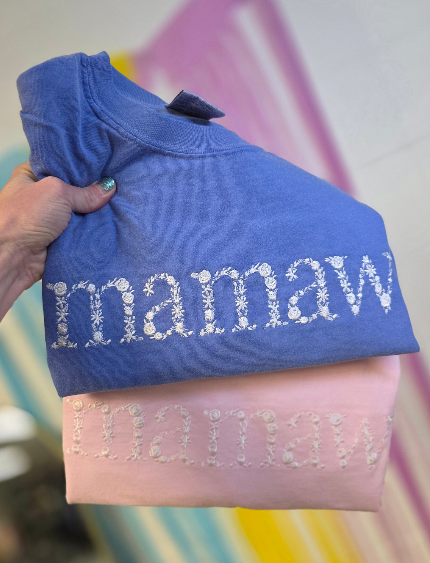 Floral Comfort Colors Custom Name Tee