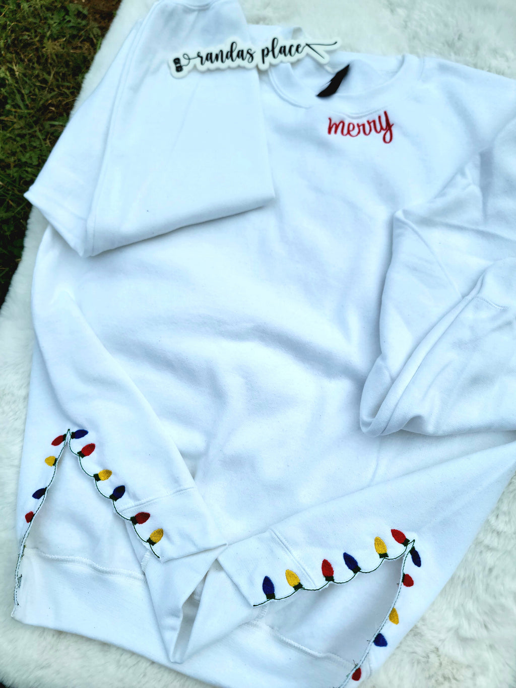 Merry Split Side Christmas Lights Crewneck