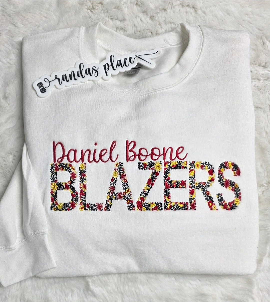 Daniel Boone Blazers Hign School Floral Crewneck