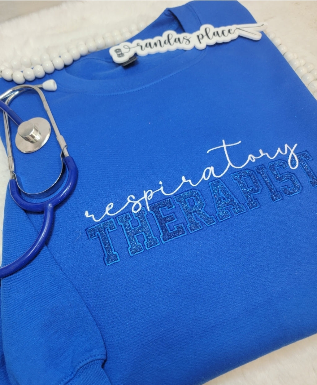 Royal Blue Sparkle Respiratory Therapist Crewneck