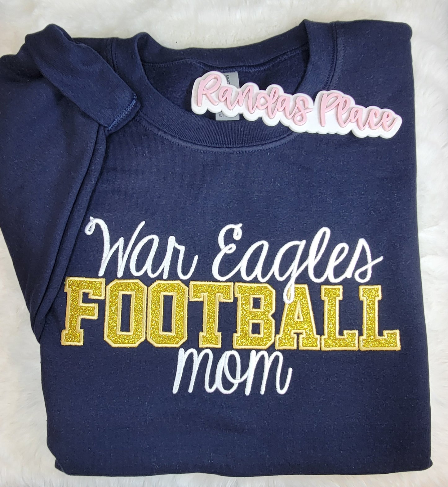 War Eagles Football Mom Sparkle Crewneck