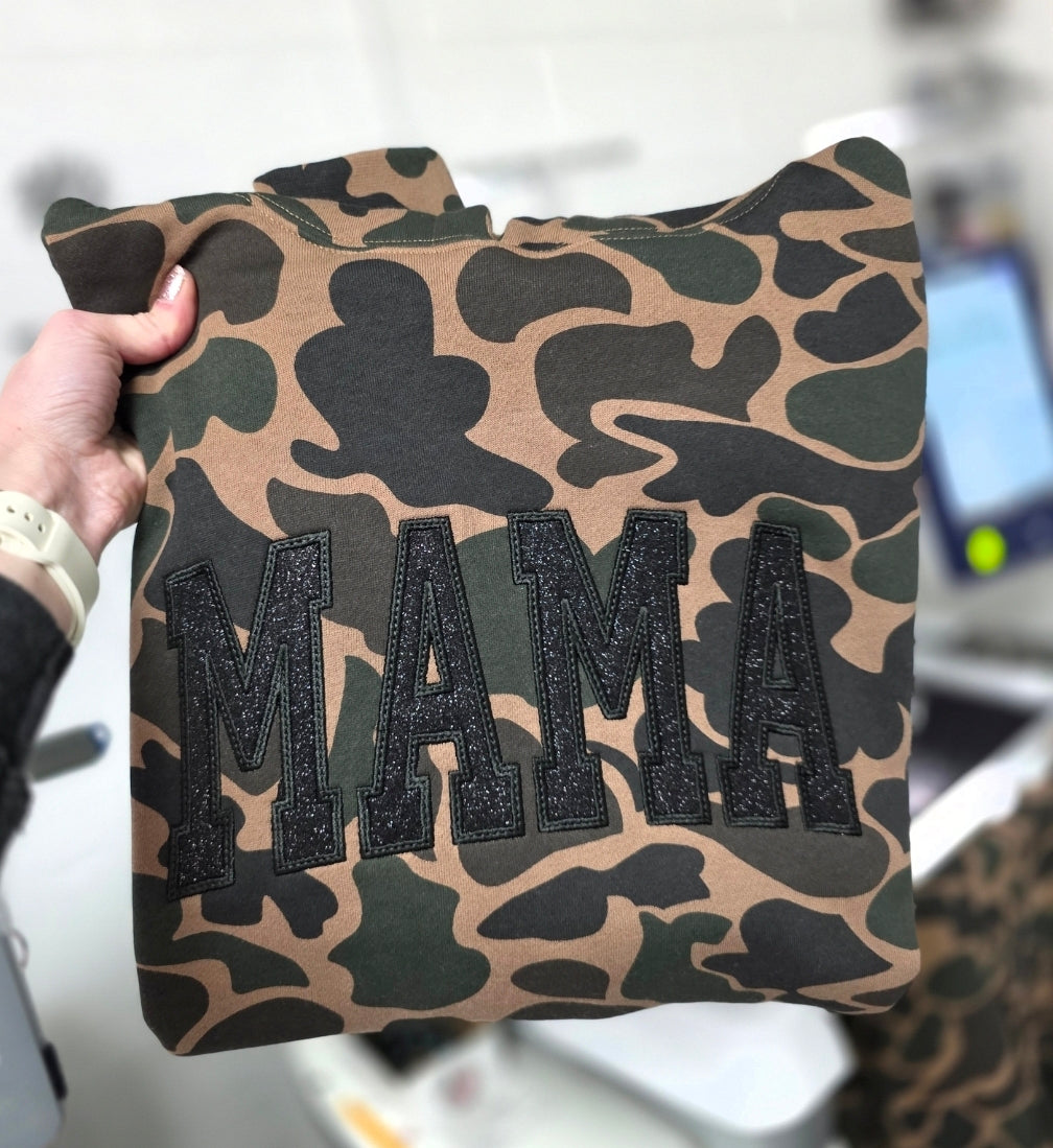 Duck Camo Mama Black Sparkle Hoodie