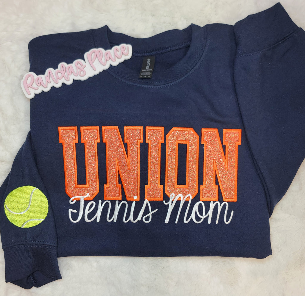 Union Bears Tennis Mom Sparkle Crewneck