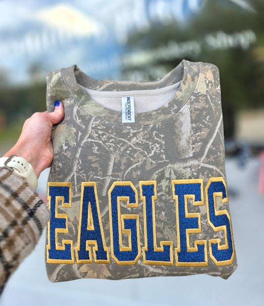 Eagles Varsity Sparkle Camo Crewneck