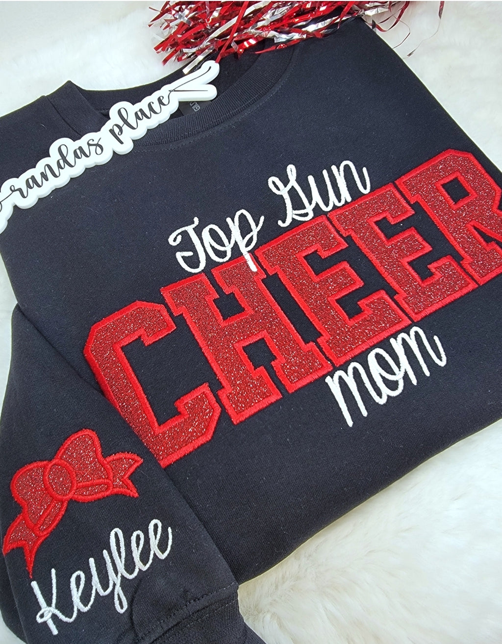 Top Gun Cheer Mom Sparkle Crewneck