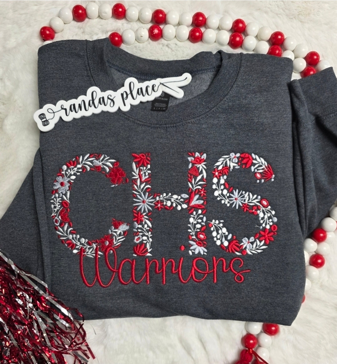 CHS Warriors Floral Crewneck
