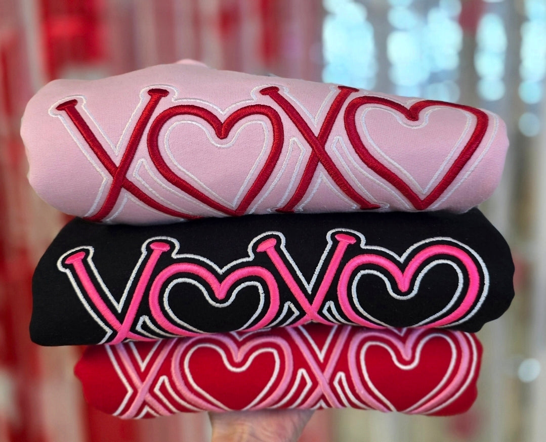 XOXO Embroidered Puff Valentine Crewneck