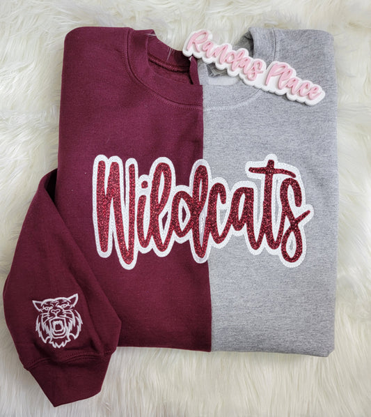 Wildcats Split Sparkle Crewneck