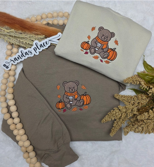 Fall Bear Embroidered Sweatshirt