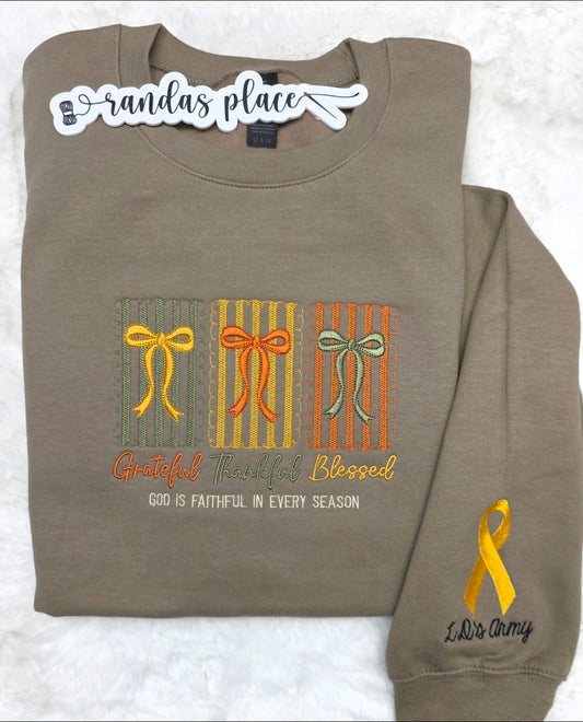 *FUNDRAISER* Grateful Thankful Blessed Fall Embroidered Sweatshirt