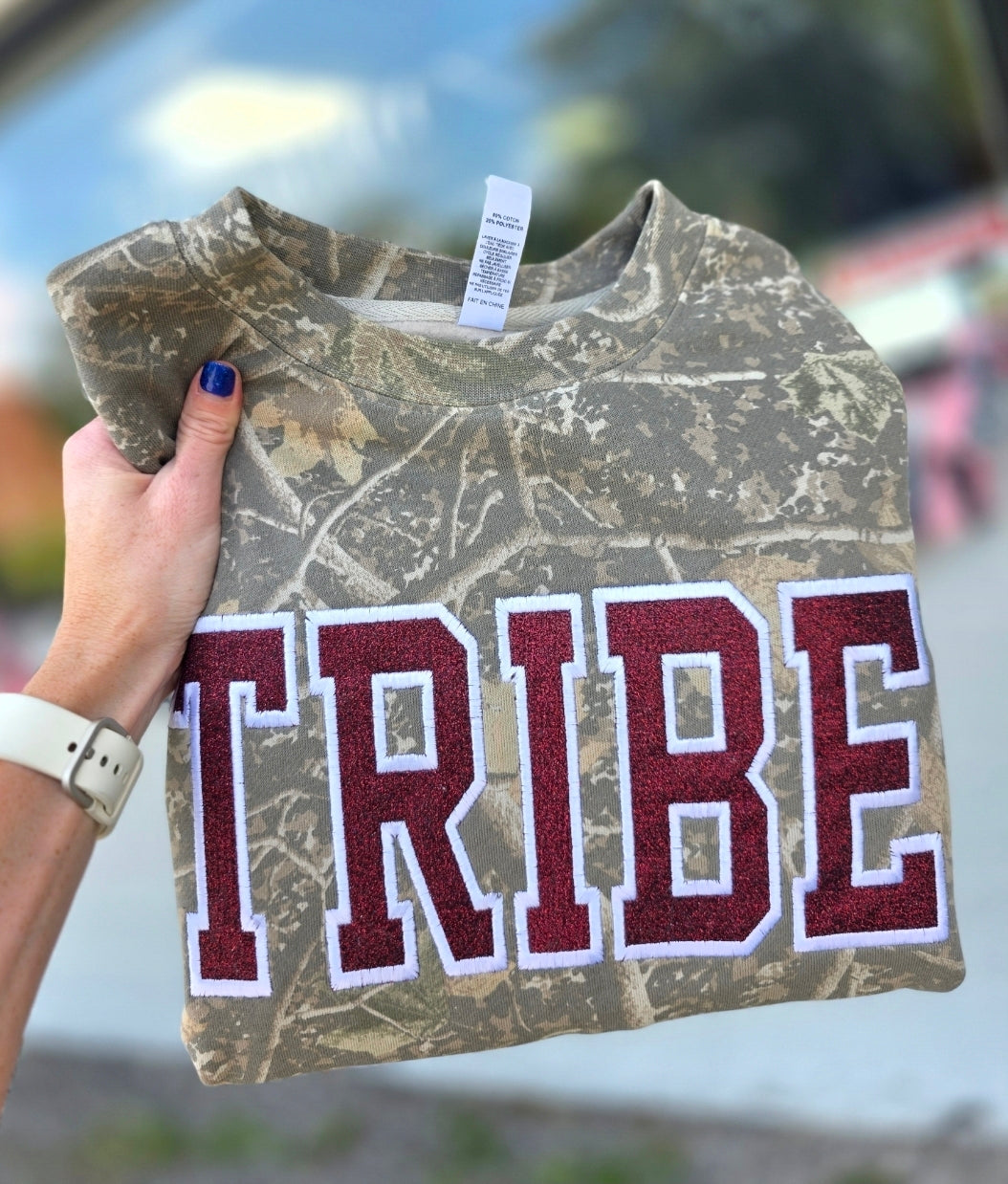 Tribe Varsity Sparkle Camo Crewneck