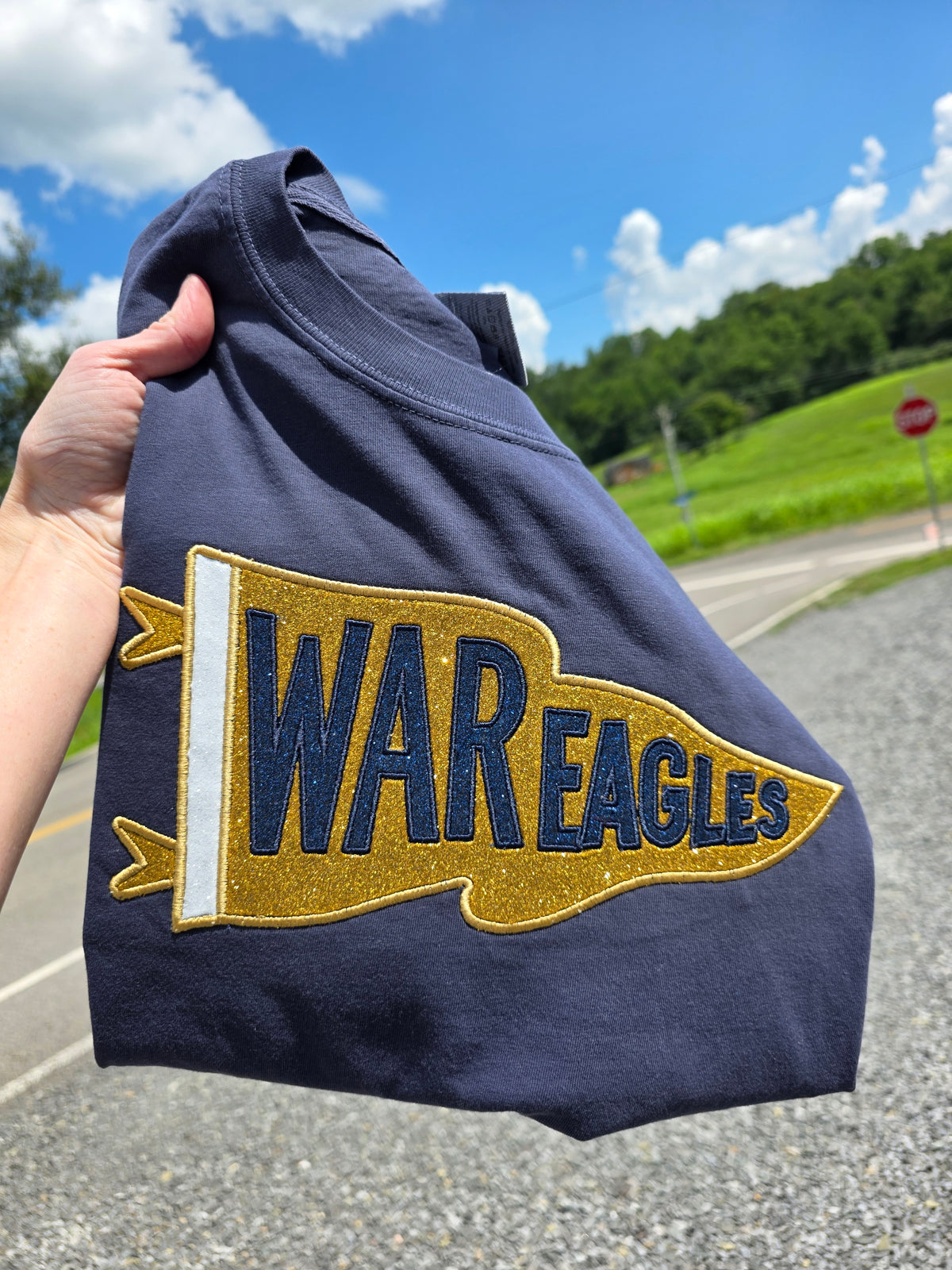 War Eagles Pennant Flag Sparkle Comfort Colors Tee