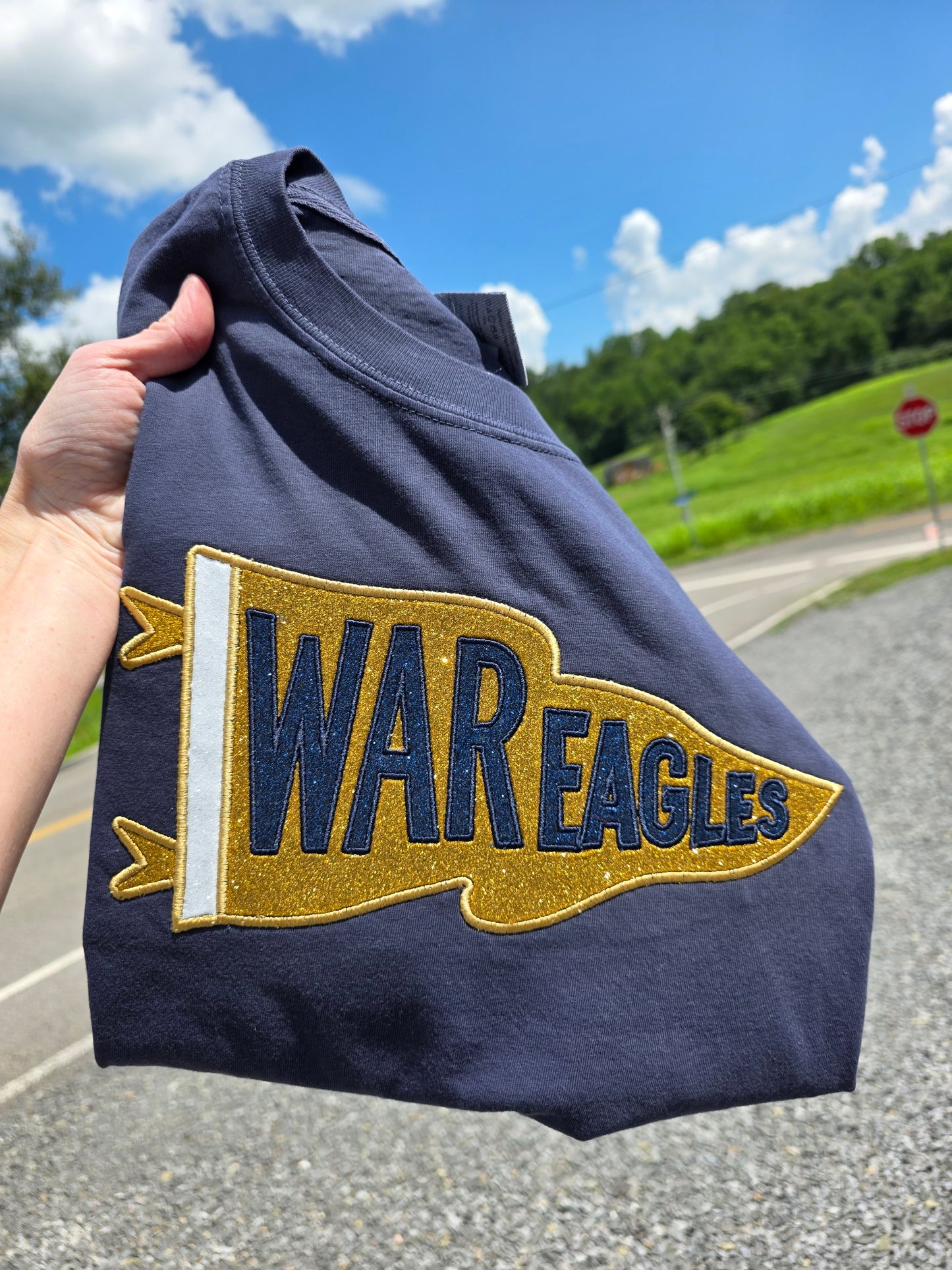 War Eagles Pennant Flag Sparkle Comfort Colors Tee