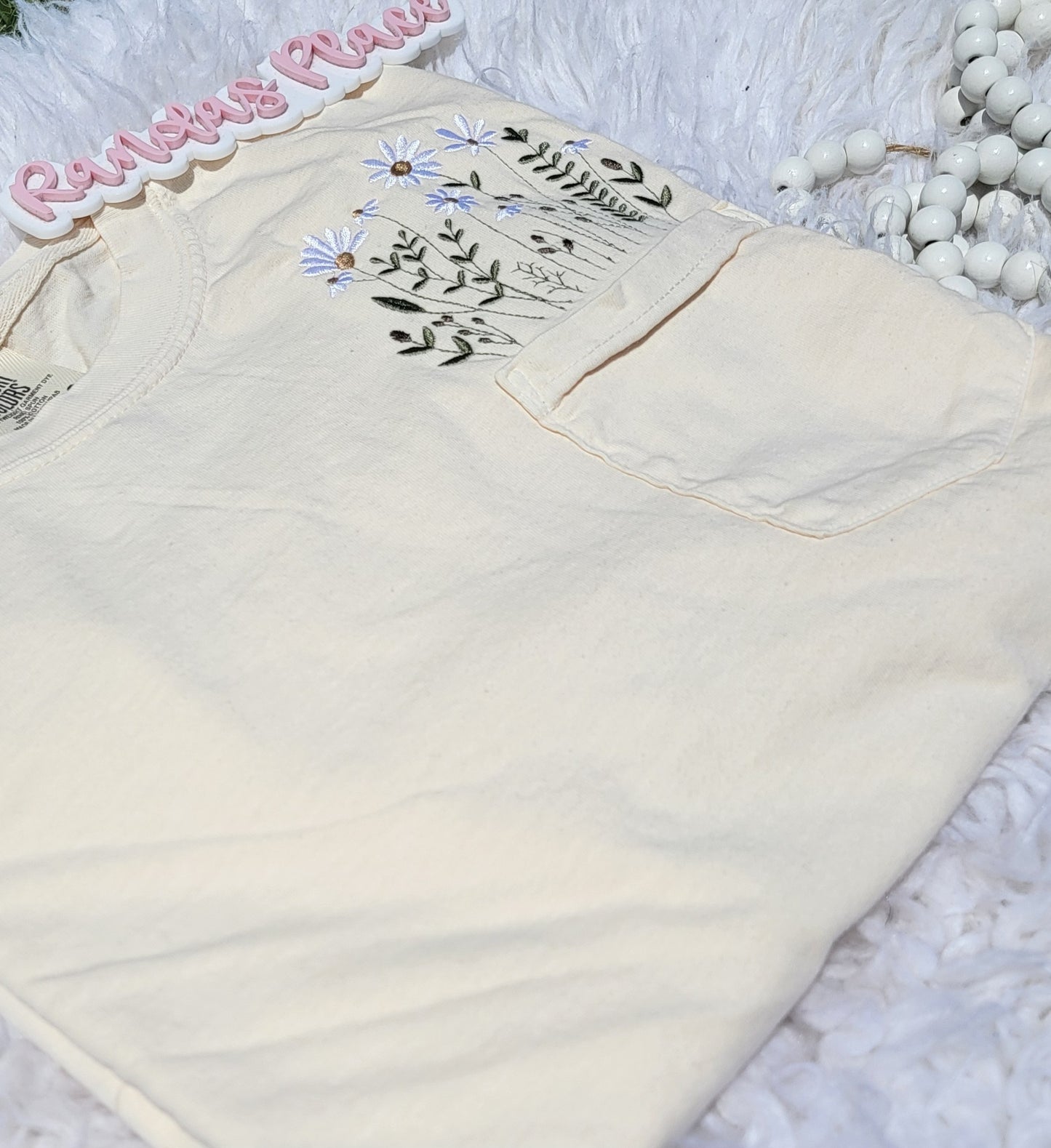 Neutral Wildflowers Pocket Tee