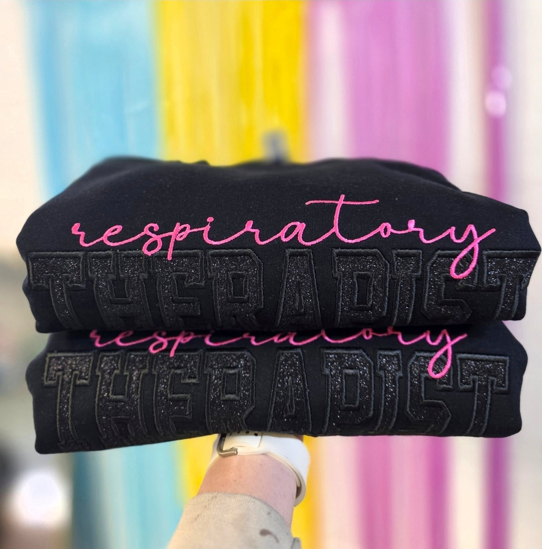Black Sparkle Respiratory Therapist Crewneck