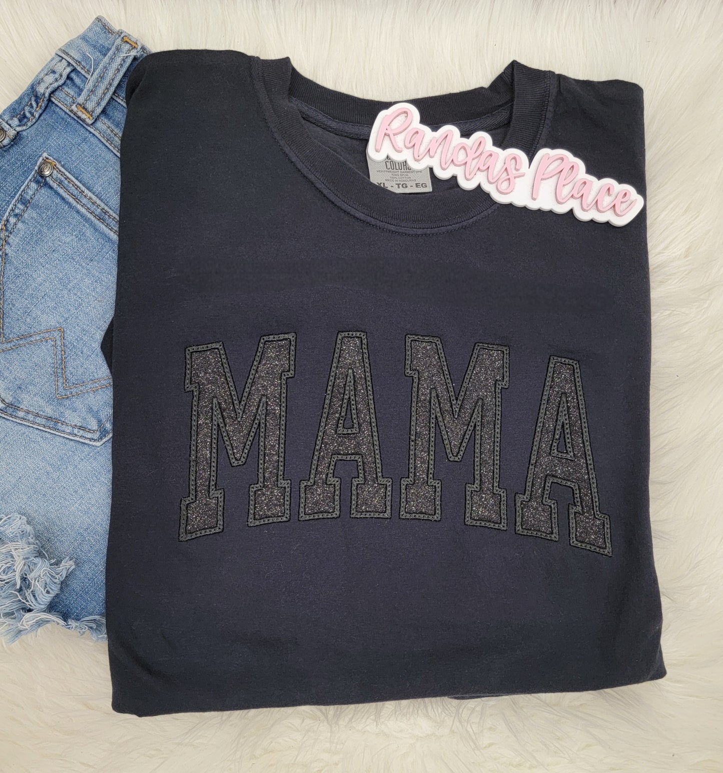 Black Sparkle MAMA Comfort Color Tee