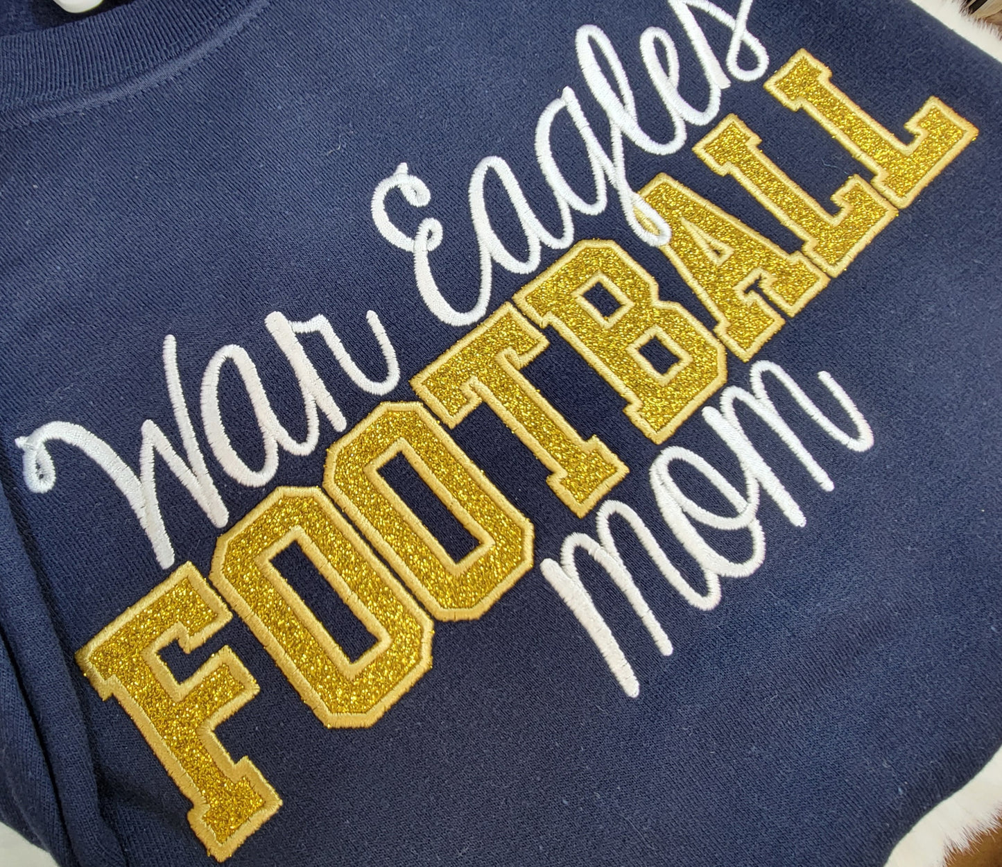 War Eagles Football Mom Sparkle Crewneck