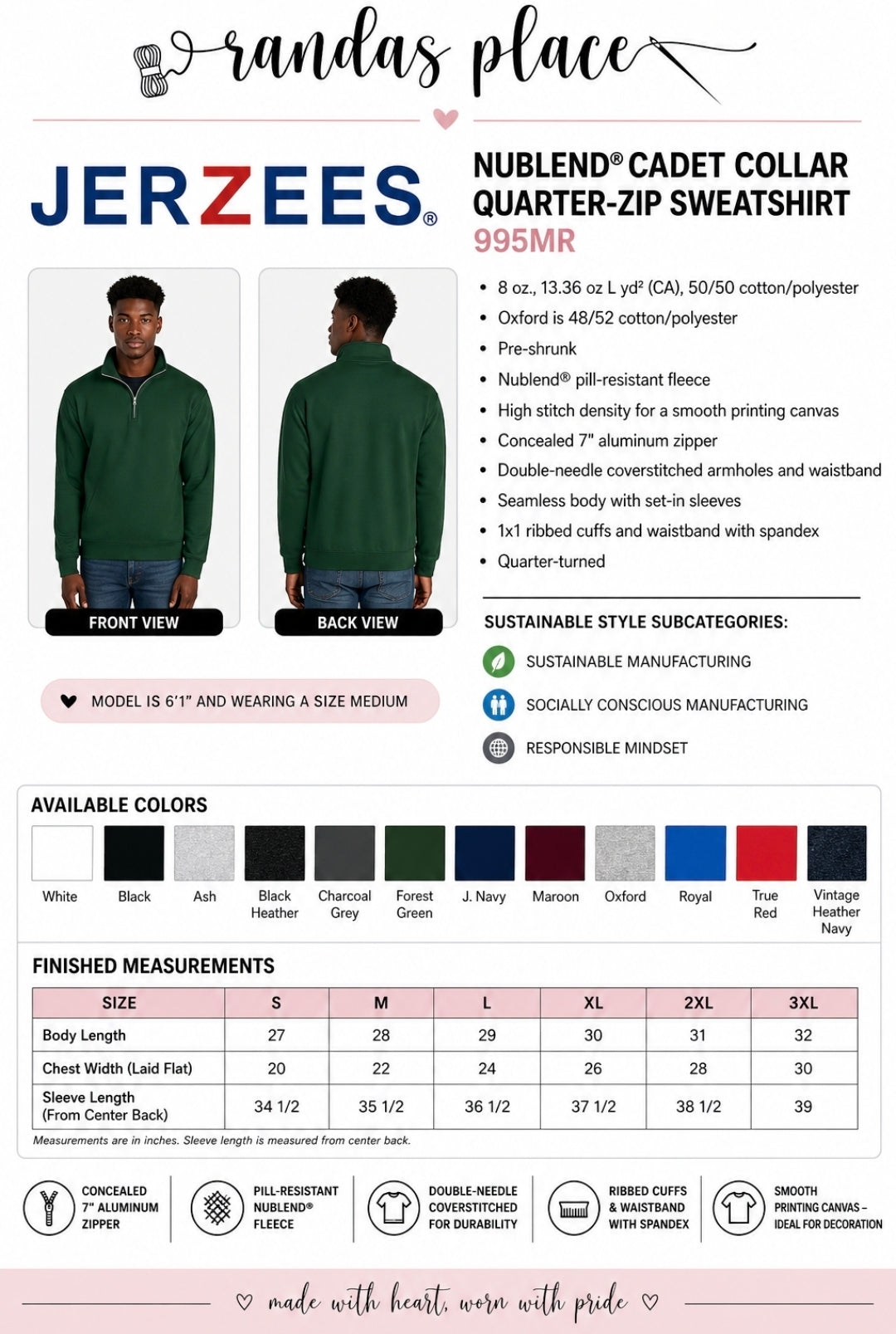Custom Multi Color 1/4 Zip Pullover