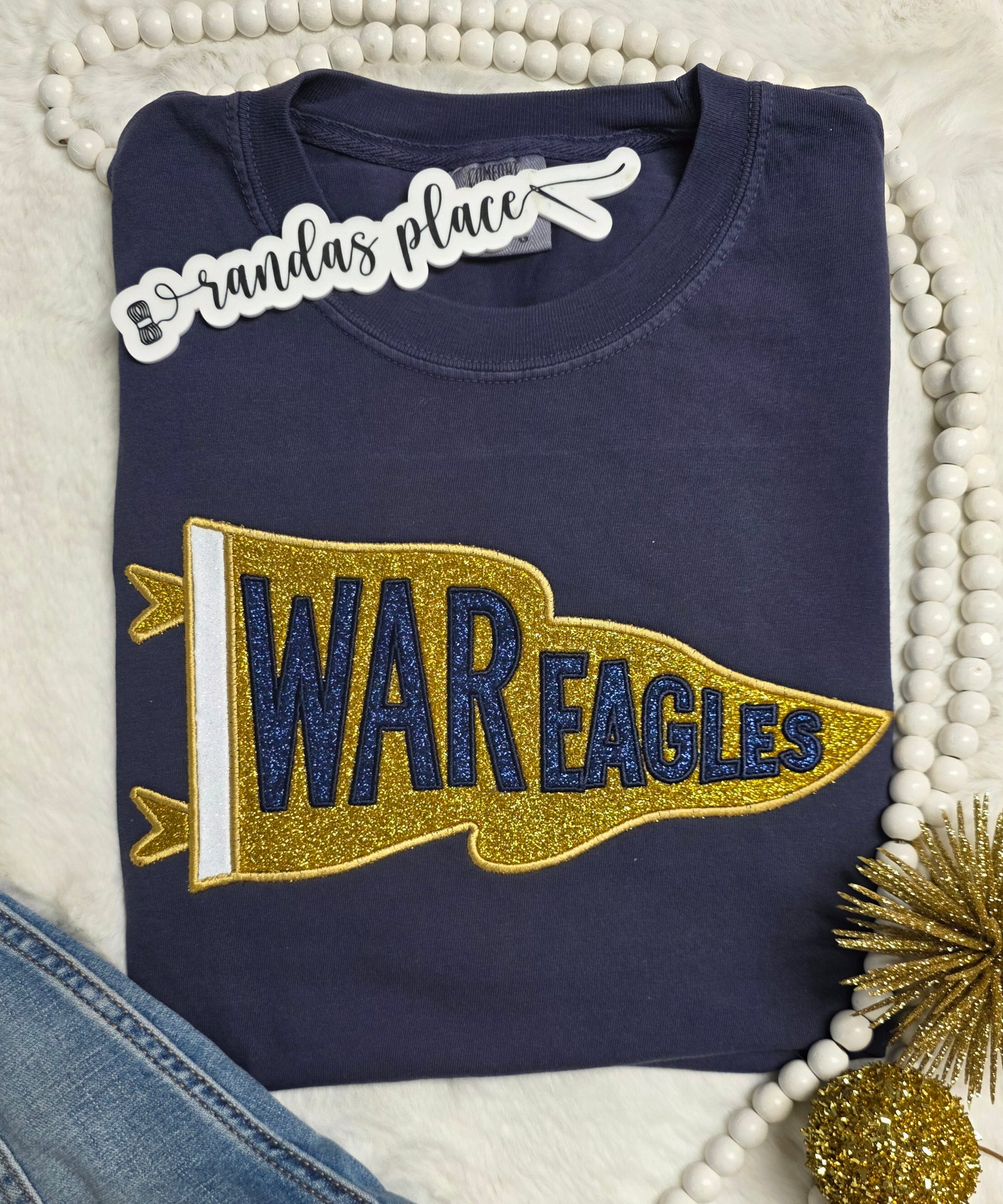 War Eagles Pennant Flag Sparkle Comfort Colors Tee