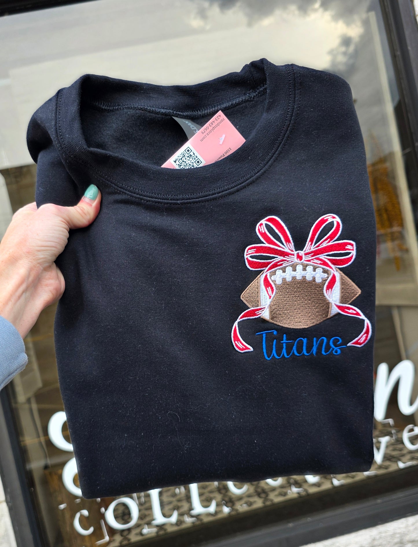 Custom Football Bow Tee/Sweatshirt