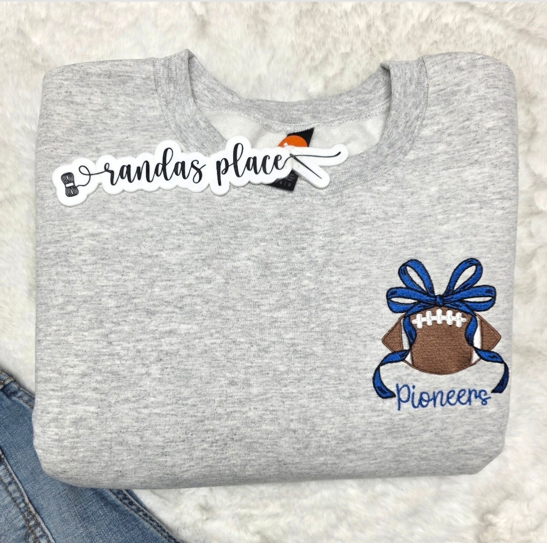Custom Football Ribbon Bow Tee/Sweatshirt