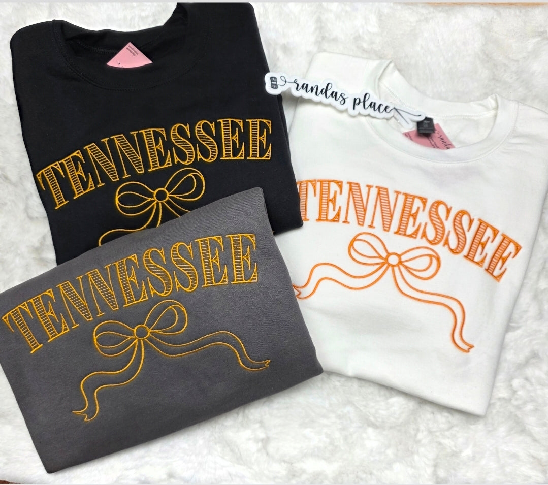 Tennessee Bow Embroidered Crewneck Sweatshirt