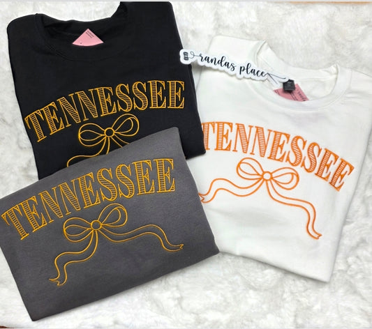 Tennessee Bow Embroidered Crewneck Sweatshirt